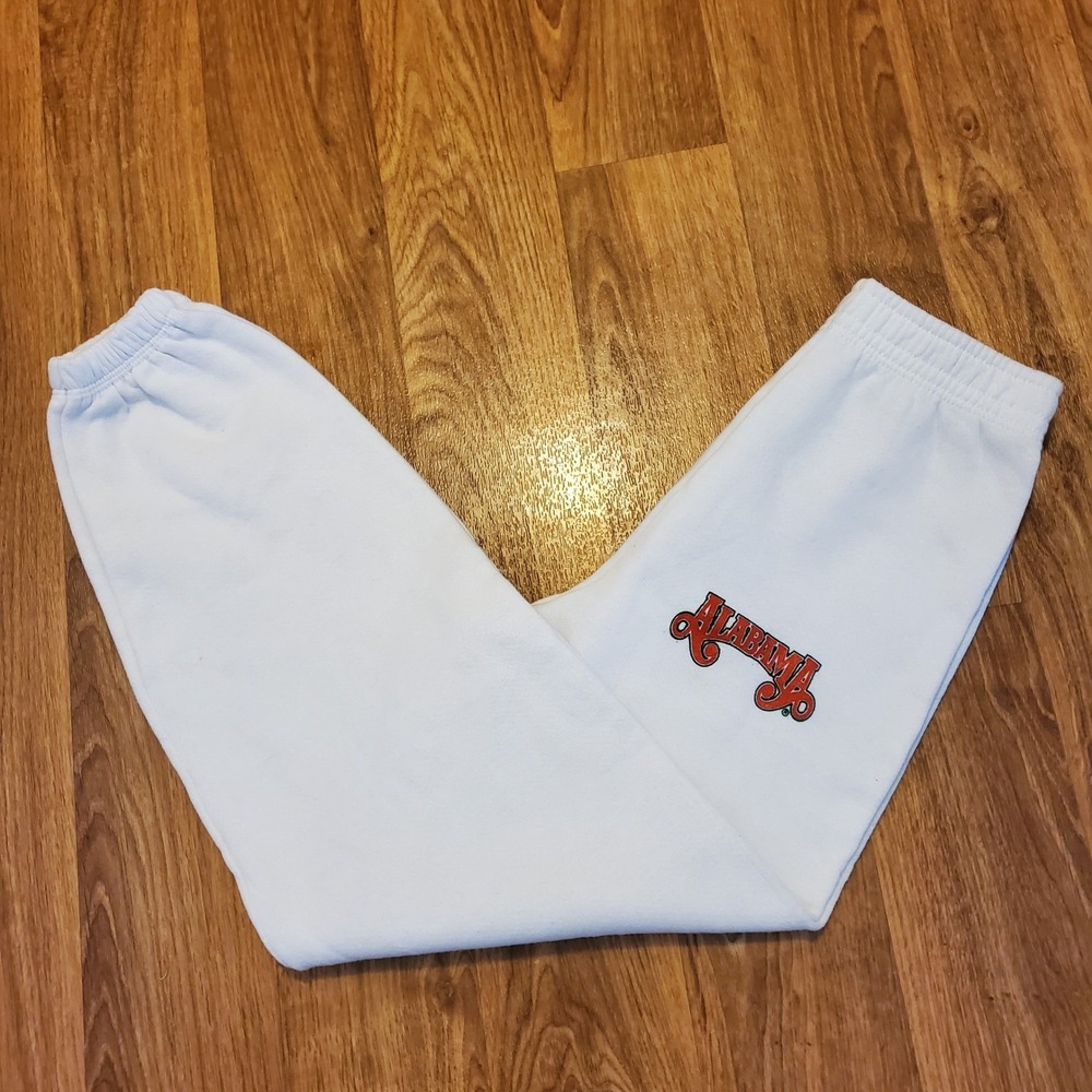 Vintage 90s Alabama‎ Joggers Sweatpants Youth 14-16 White Country Music
